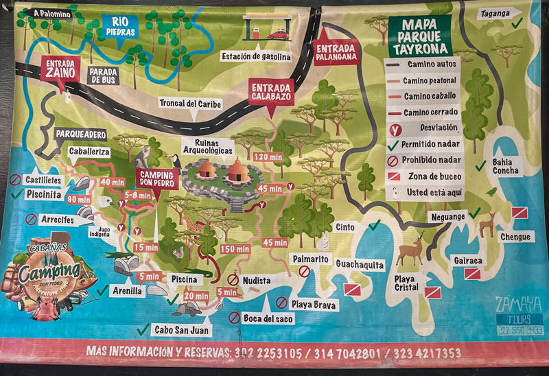 Mapa Parque Nacional Natural Tayrona, Colombia
