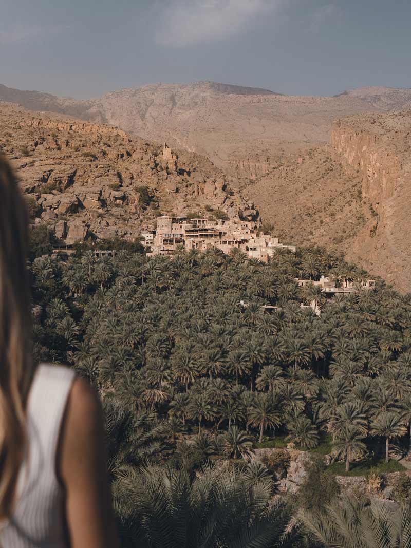 Vistas a Misfat Al Abriyeen, en Al Hamra, Omán